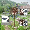 thumbnail image 5 of Sunnydaze Whirling Petals 48" Blue and Brown Solid Iron Wind Spinner, 5 of 7