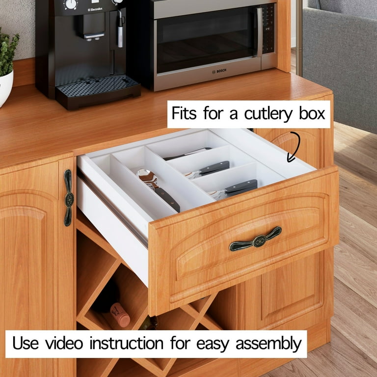 Living Skog 73 in. Pantry Kitchen Storage Cabinet Wine Buffet MDF Espresso