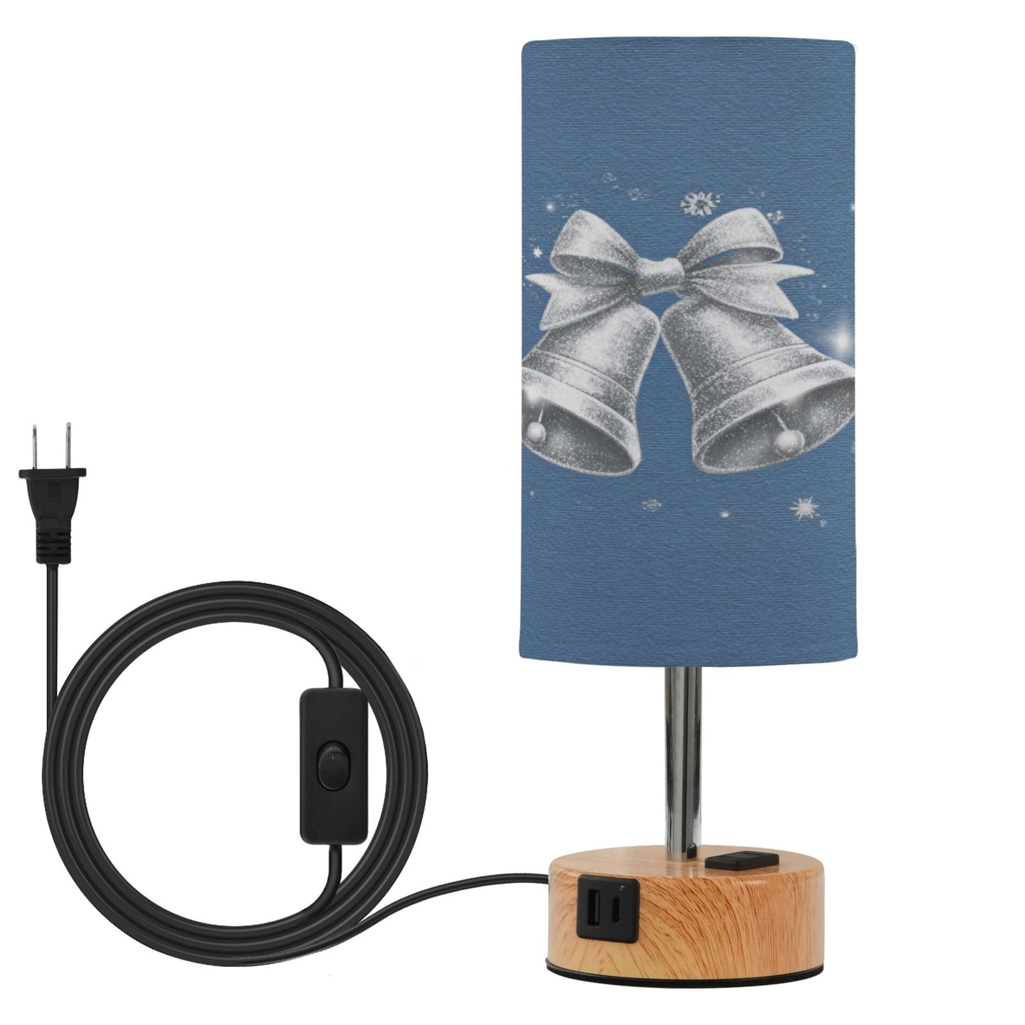 Touch Control Table Lamp with Wood Grain Metal Base 3 Color Temperature Adjustable LED Eye Caring Desk Lamp for Bedroom Study Shiny Silver Bells