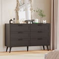 thumbnail image 4 of Rovaurx 6 Drawer Double Dresser Chest, Bedroom Chest of Dressers, Beside Table, Black, 4 of 7
