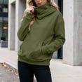 thumbnail image 2 of MaFYtyTPR Women's Cowl Neck Hoodie with Face Cover Casual Pullover Hooded Sweatshirt with Pocket Fall Winter Outdoor Warm Tops 01-Army Green L, 2 of 6
