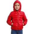 thumbnail image 1 of TSSOE Veste Matelassée Ultra Légère pour Garçons et Filles, Coupe-Vent, Résistante à l'Eau, à Capuche, Rouge 160, 1 of 7