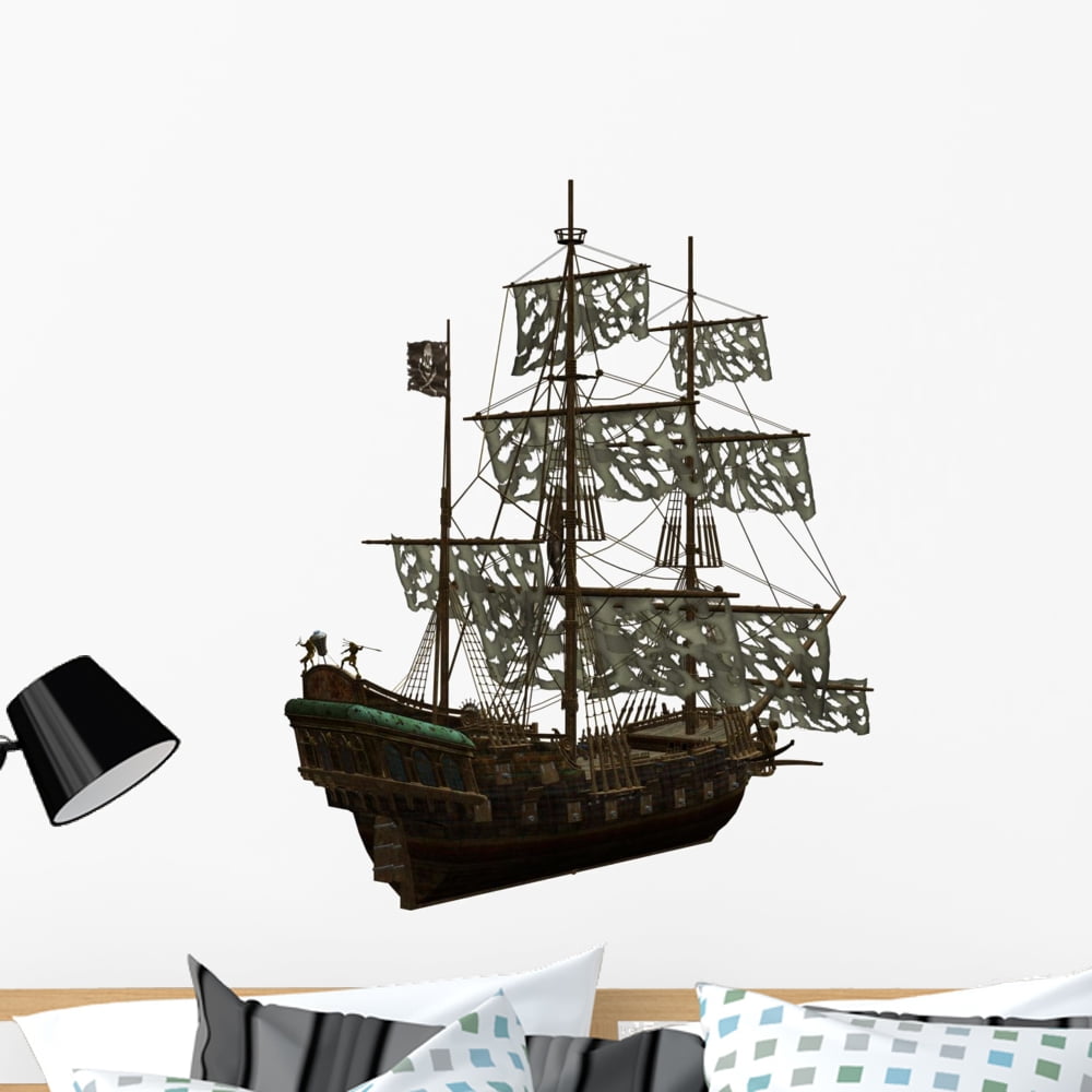 Pirate Ship Wall Mural by Wallmonkeys Peel and Stick Graphic (36 in H x