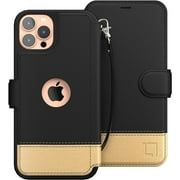 LUPA Legacy iPhone 12 Wallet case for Women & Men - 12 Pro case with Card Holder [Slim and Durable] Faux Leather - Flip Cell Phone case, Folio Credit Cover - Golden Dusk [Includes Wristlet]