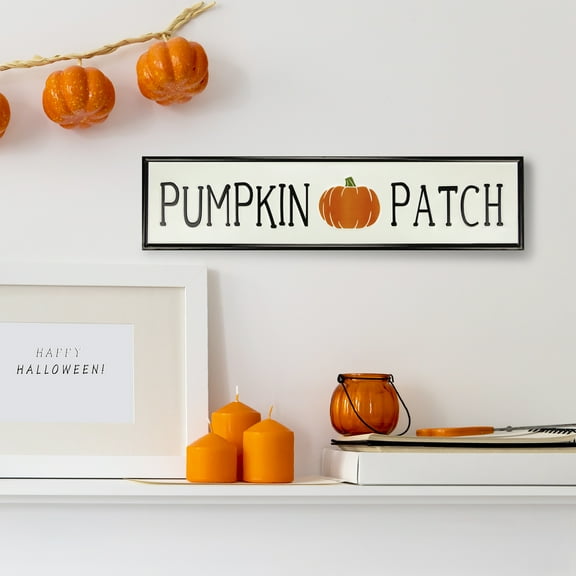 Northlight 31.5" Black and Orange Pumpkin Patch Metal Autumn Sign