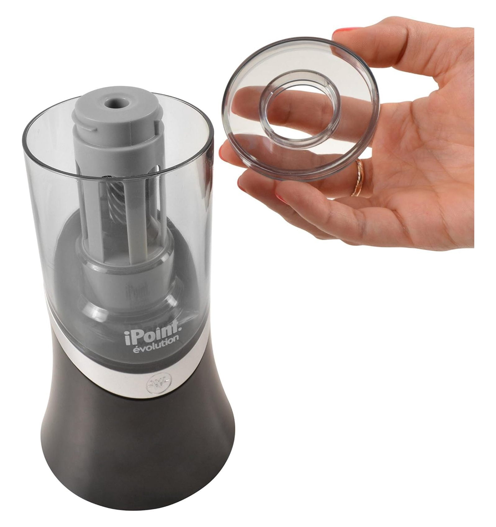 14888 iPoint Evolution Electric Pencil Sharpener, Black and Silver
