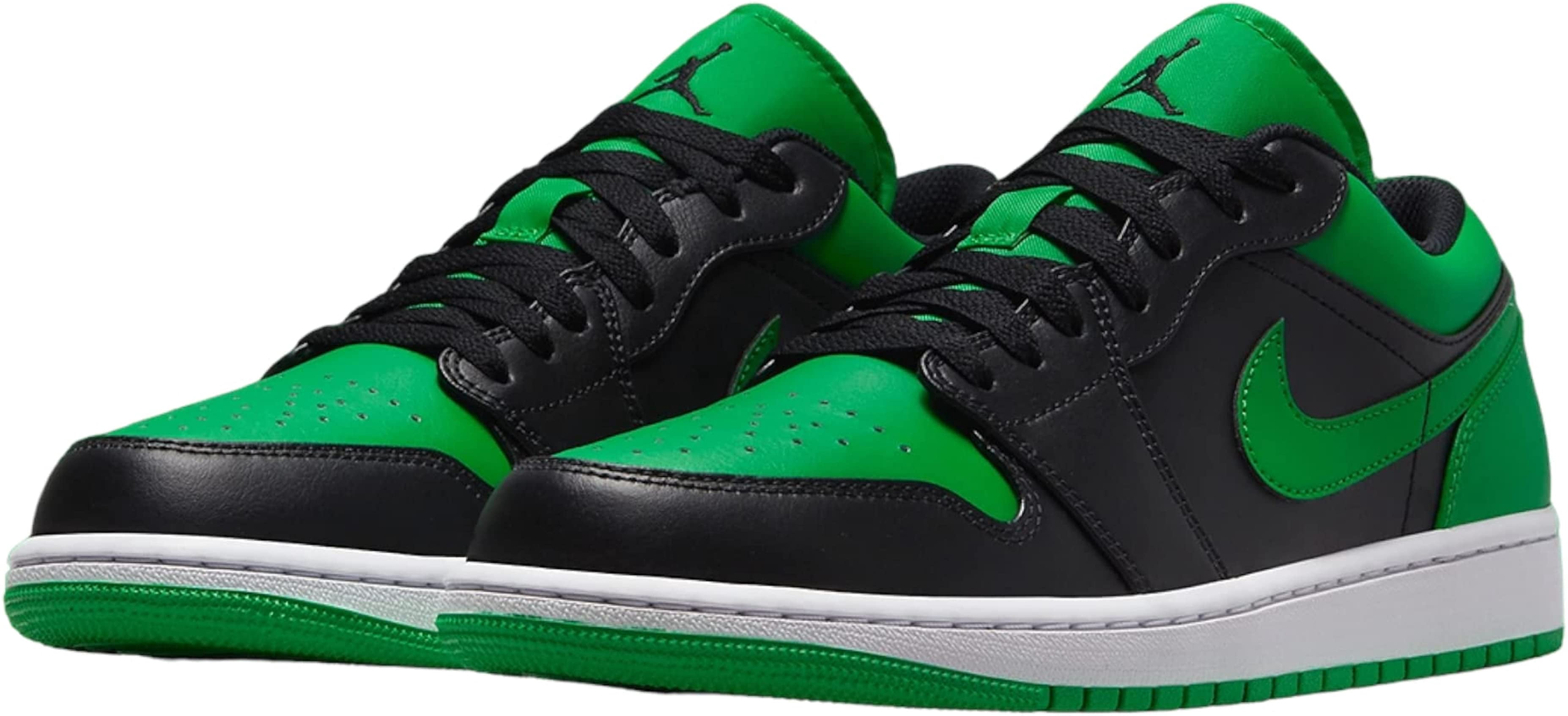 Nike Mens Black Green Air Jordan 1 Low 553558-065 Basketball Shoes Size US 12 Amazon.com | Jordan 1 Low Noble Green Grade School GS 553560  main image 3