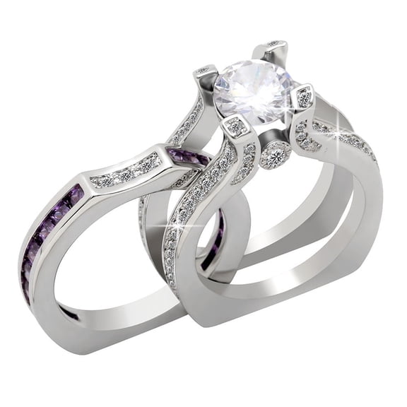 Skylar Wedding Ring Set for Women Engagement Ring and Matching Band Cz Ginger Lyne Collection