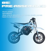 SYX MOTO VK 58cc 4-Stroke Gas Powered Mini Dirt Bike for Kids, Fully Automatic Youth Off-Road Motorcycle with Speed Governor, Pull Start, Blue/White