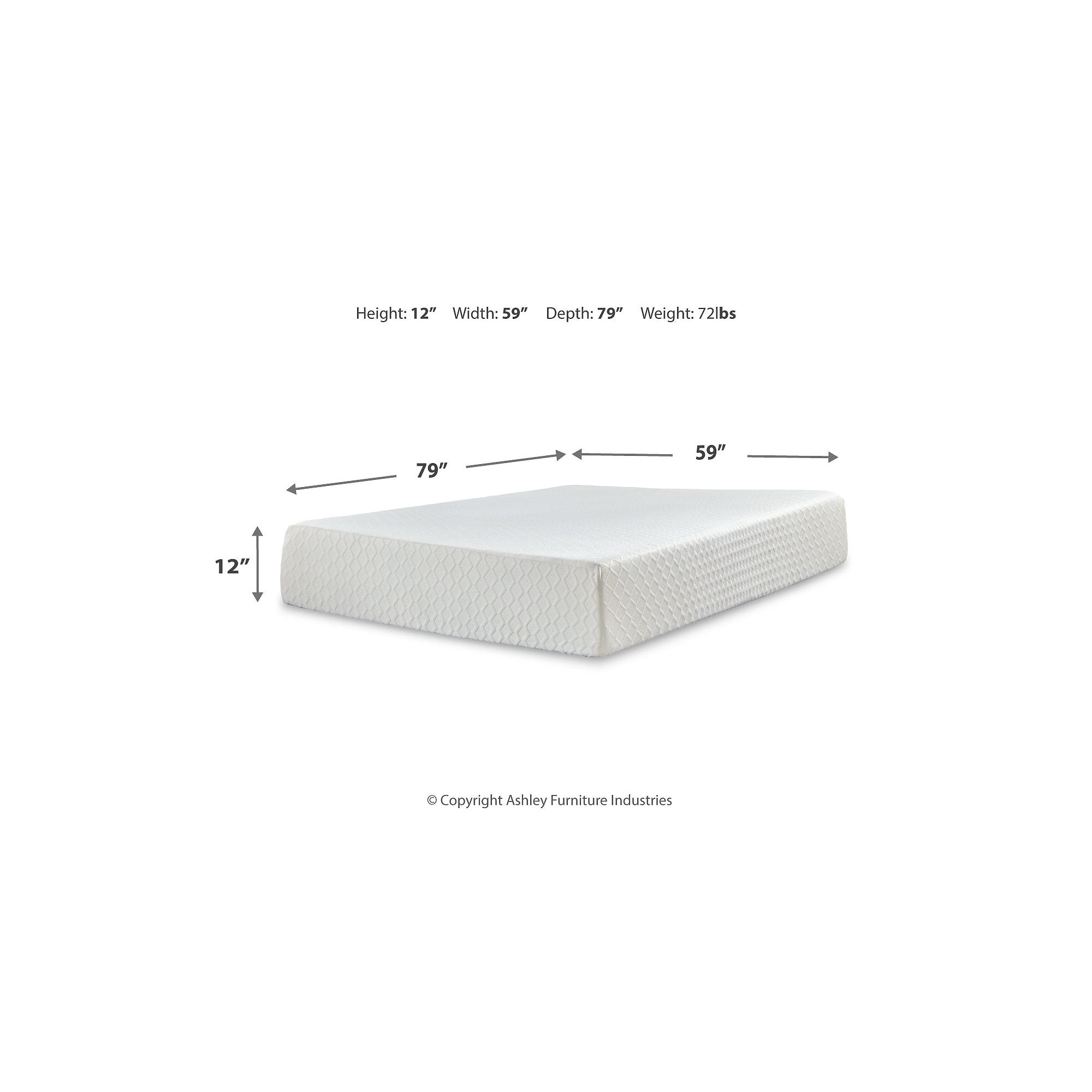 Signature Design by Ashley Chime 12 Inch Memory Foam King Mattress in a Box, White