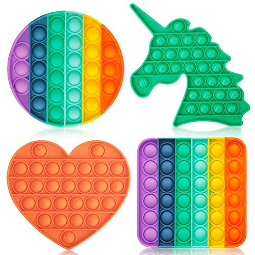 4 Pcs Mini Push pop pop Bubble Sensory Fidget Toy Silicone Stress Reliever Toy,Special Needs Stress Reliever,for Kids,Family,Students,and Friends Min-Square 4pack Squeeze Sensory Toy