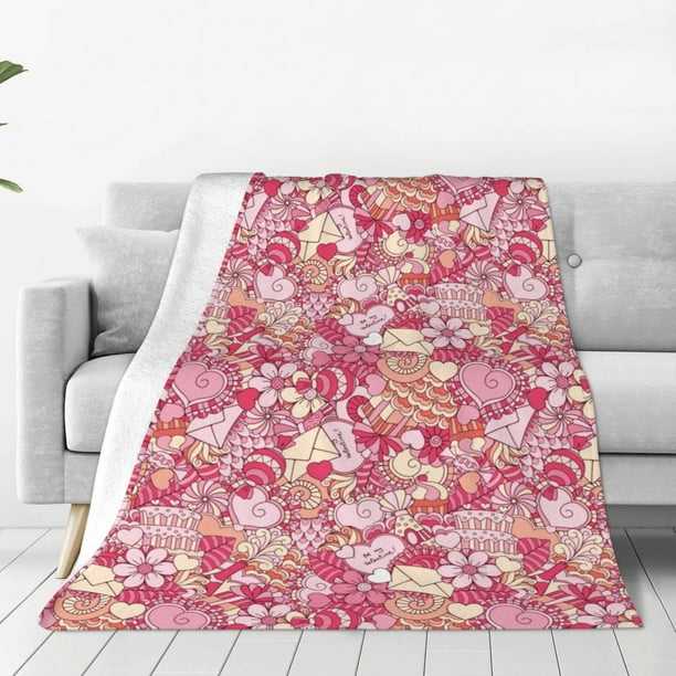 Fotbe Sweet Manta de Franela Acolchonada con Estampado, Súper Suave y Esponjosa, Extra Grande para Sofá, Cama, Uso Todo el Año-60"x50"
