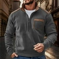 thumbnail image 2 of LIIPEE Men Hoodless Casual Color Block Long Sleeve Stand Collar Half Zip Pullover Top With Pockets Man Stylish Birthday Wedding Weekend Sweatshirts,Grey,Xl, 2 of 6
