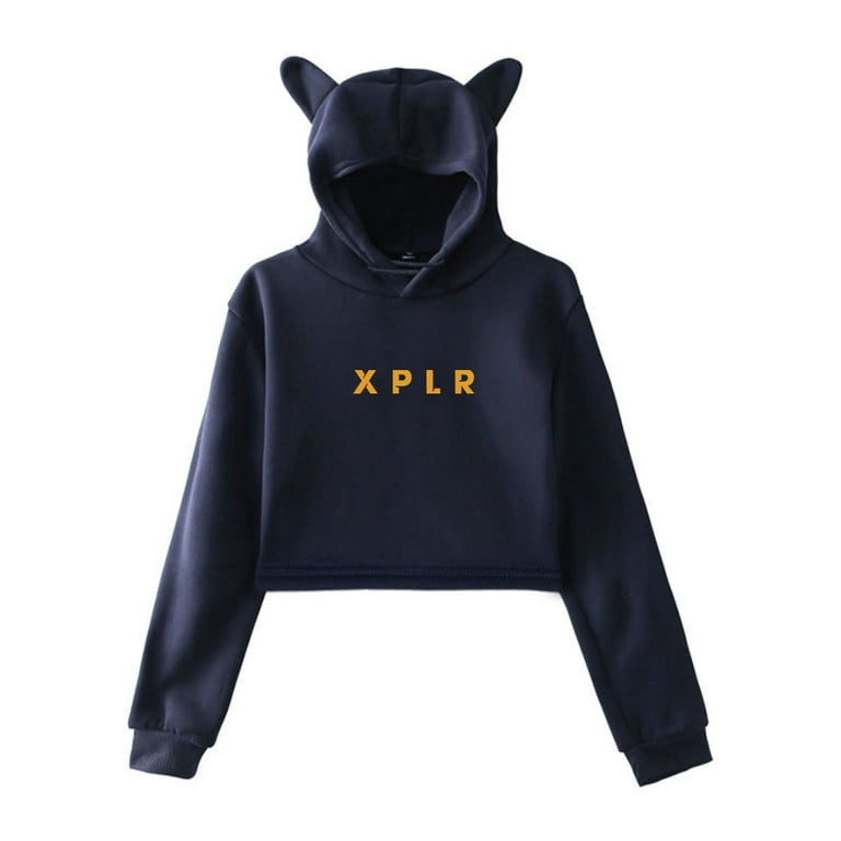 JHDESSLY Merch Crop Top Hoodie Sam Colbys Cat Ear Women Girl Sweatshirt Cosplay Pullover Novelty XXS 2XL Walmart