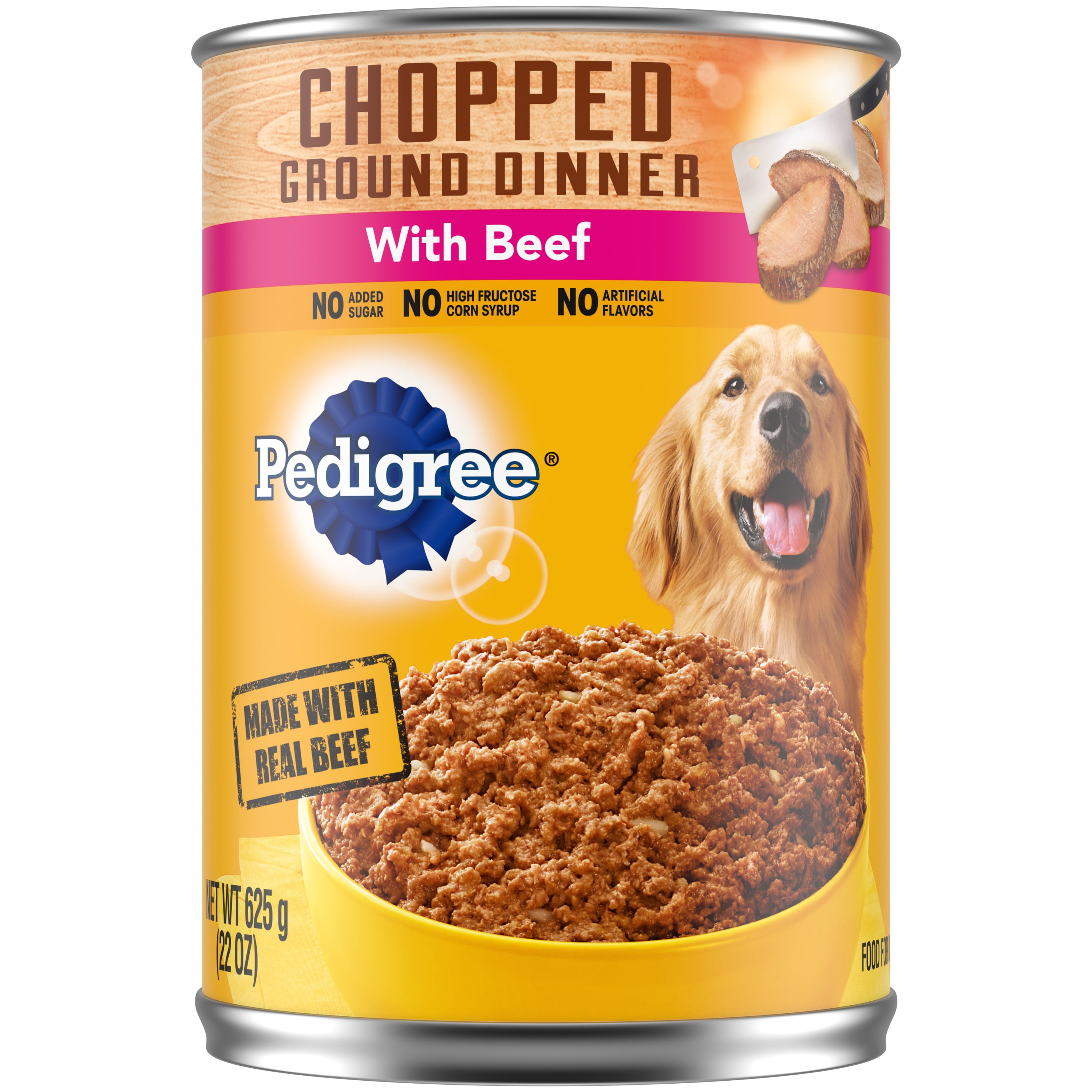 Pedigree Chopped Ground Dinner Beef Flavor Wet Dog Food for Adult Dog, 22 oz. Can