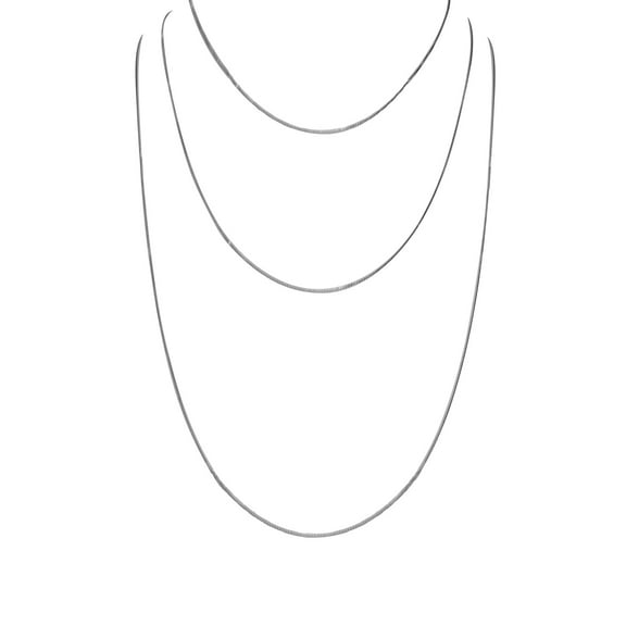 925 Sterling Silver Pendant Chains for Women, Set of Three (16, 22 and 30 inch)