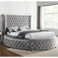 thumbnail image 4 of Furniture of America Vriam Glam Fabric Wingback Storage Cal King Bed in Gray, 4 of 8