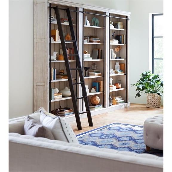 Maklaine Ladder Bookshelf 8' Tall Wood Bookcase Wall White Organizer  Display