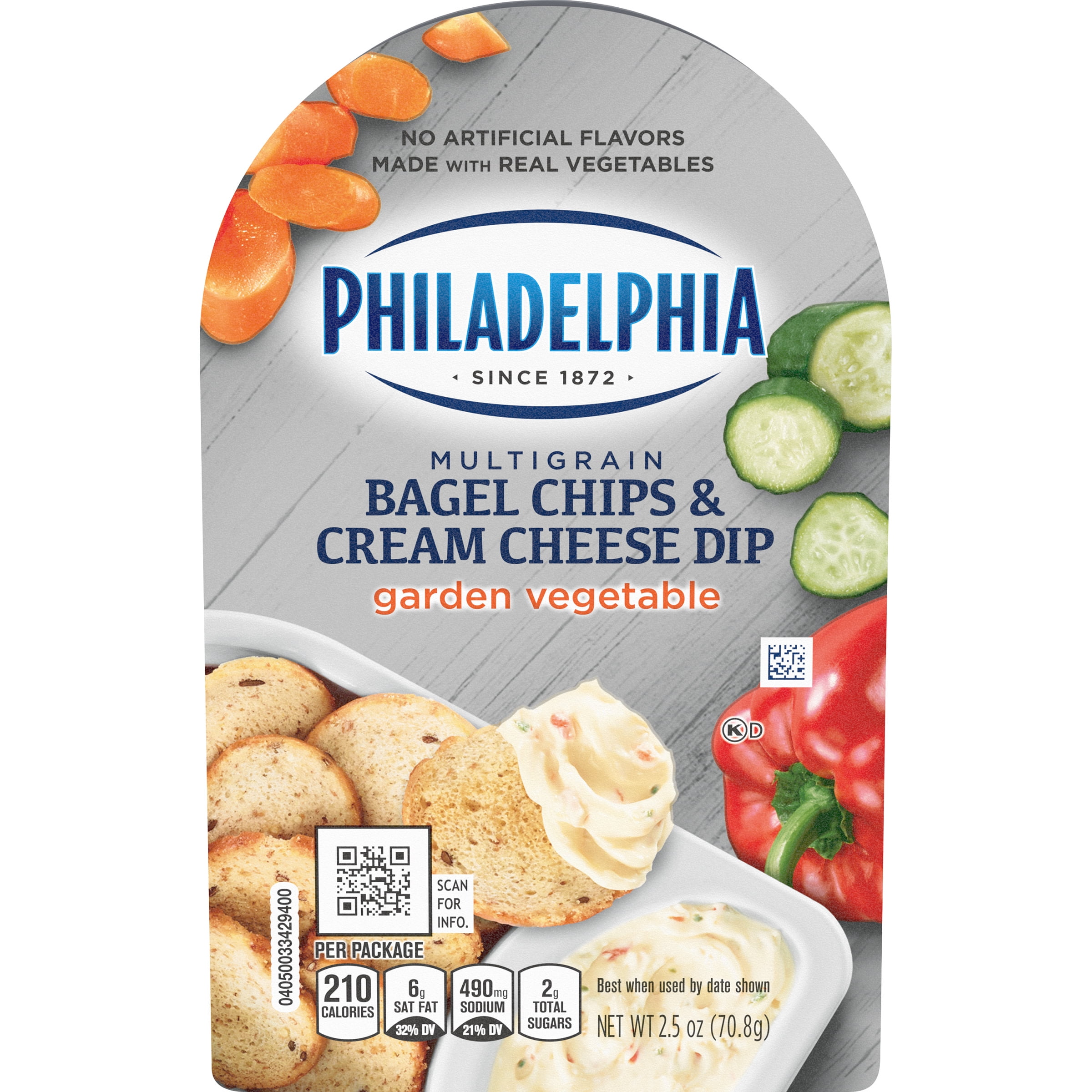 Philadelphia Multigrain Bagel Chips & Garden Vegetable Cream Cheese Dip