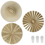 EUWBSSR 3Pcs Metal Plate Wall Decor Gold Disc Wall Art Modern Style Abstract Wall Decorations Gold Wall Art Hanging Sculptures for Living Room Bedroom