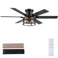 thumbnail image 1 of Ventilador de techo Hounberi 48 Black Farmhouse con luz y control remoto, 1 of 9