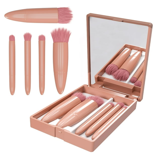Set de brochas de maquillaje portátil Ar3 Beauty de 5 piezas con funda