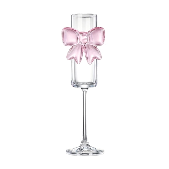 Ruanlalo Wine Glass Champagne Flutes with 3D Pink Butterfly Decoration Faux Crystal Glass Wedding Party Anniversary Wine Glasses