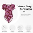 thumbnail image 6 of Uemuo Orchids Flowers Pattern Women's One Piece Short Sleeve Swimsuit Rash Guard Surfing Modest Quick-drying Swimsuit Beach Essentials-Medium, 6 of 9