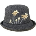 thumbnail image 4 of CoCopeaunts Thickened Wool Women Bucket Hat Winter Fashionable Flower Embroidery Fisherman Hat Cold Proof Roll up Brim Basin Hat, 4 of 8