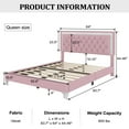 thumbnail image 2 of Harper & Bright Designs Velvet Upholstered LED Platform Bed, Queen Size Modern Platform Bed Frame with LED Lights and Tufted Headboard, Pink, 2 of 10
