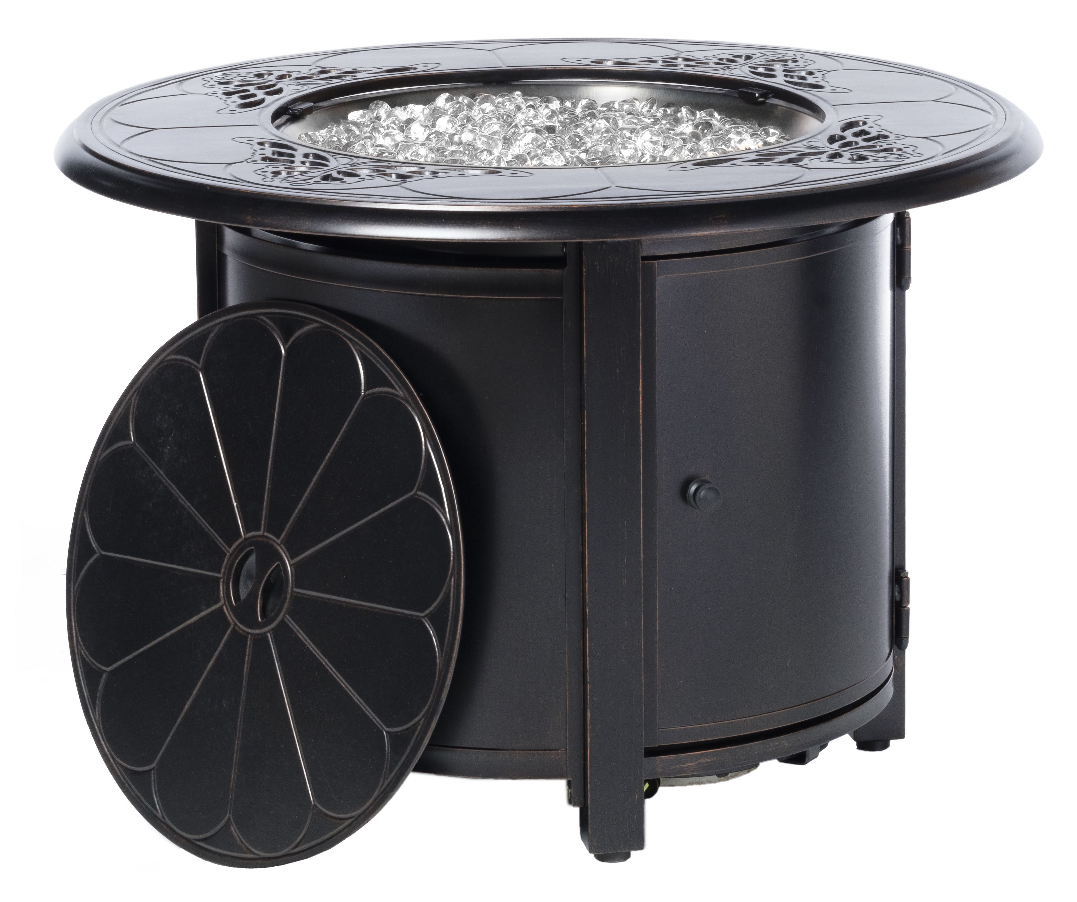 Alfresco Home Keystone 36" Round Match Lit Gas Fire Pit Chat Table with