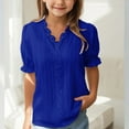 thumbnail image 2 of XXWXYD Girls Lace Trim Blouse, Elegant Puff Sleeve Hollow Out Shirt, Summer Casual V Neck Loose Fit Trendy Tops, 2 of 9