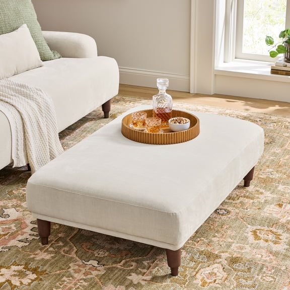 Better Homes & Gardens Ambrose Cocktail Ottoman, Ivory Velvet