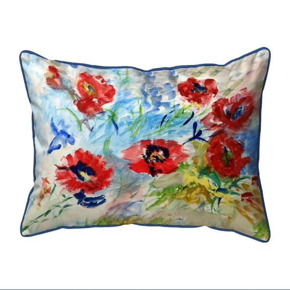 Betsy Drake Interiors Red Poppies Large Indoor/Outdoor Pillow 16x20