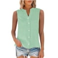 thumbnail image 5 of Alitao Button Down Shirts Linen Shirts Cotton Linen Shirts For Women Sleeveless Collared Tops Oversized Up Blouses Work Shirts Casual Summer Tshirt Tshirts Shirts Summer Tops Mint Green M, 5 of 9