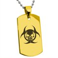 thumbnail image 1 of Stainless Steel Zombie Skull Biohazard Engraved Dog Tag Pendant Necklace, 1 of 1