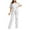 White, variant on LYXSSBYX Jumpsuits for Women Dressy Women's Spring and Summer Solid Color Off Shoulder Hollow Lace Ruffle Waist Tie Up Jumpsuit