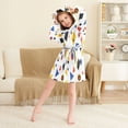 thumbnail image 3 of FORMRS Niños Bathrobe Unisex Hooded Robe Soft Plush Pajamas Sleepwear, Size 4-6T, Black Simple Shapes, 3 of 7