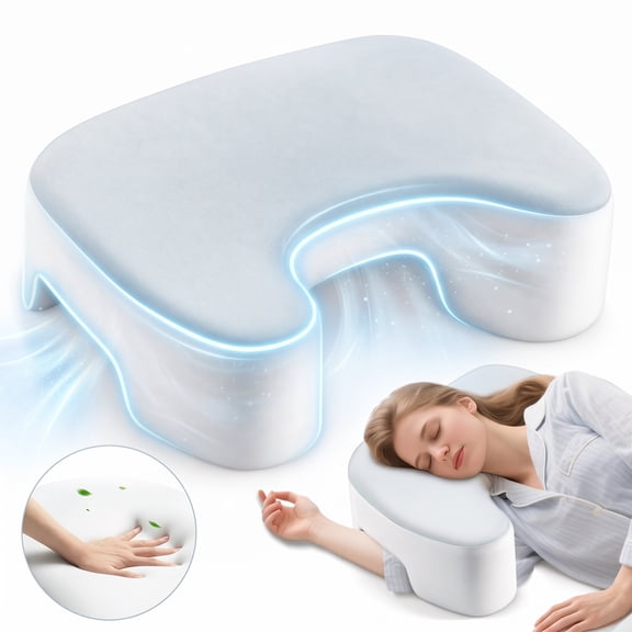 EZBY Side Sleeper Pillow with Arm Hole, Ergonomic Memory Foam Cervical Pillow for Neck & Shoulder Support, 4-in-1 Large Cooling Desk Nap Pillow for Side, Back & Stomach Sleepers