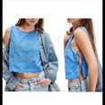thumbnail image 3 of Camisetas Sin Mangas para Mujer Y2K, Cuello Cuadrado, Sin Mangas, con Lazo, Blusa Corta de Verano Elegante para Salir. Azul L, 3 of 7