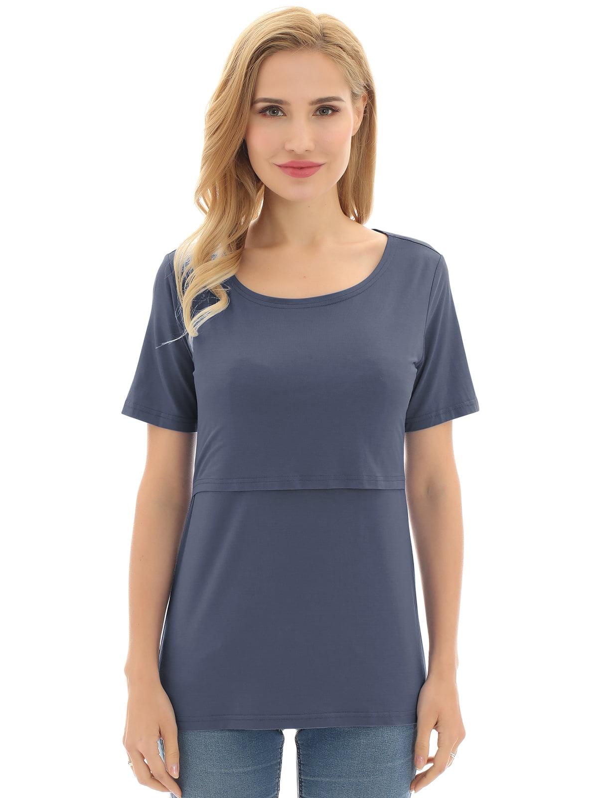 Bearsland Women's Maternity Short Sleeve Breastfeeding Nurding Tops T-Shirts 3-Pack