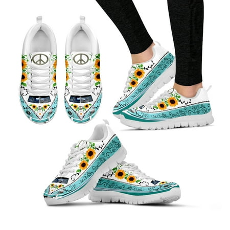 

Classic Sunflower Flower Design Sign Language Print Lightweight Lace-up Outdoor Shoes Comfortable Platform Sneakers
