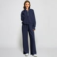 thumbnail image 2 of Women’s Two Piece Lounge Set Long Sleeve Half Zip Pullover Sweatshirt and Wide Leg Drawstring Pants Comfortable Outfit, 2 of 2