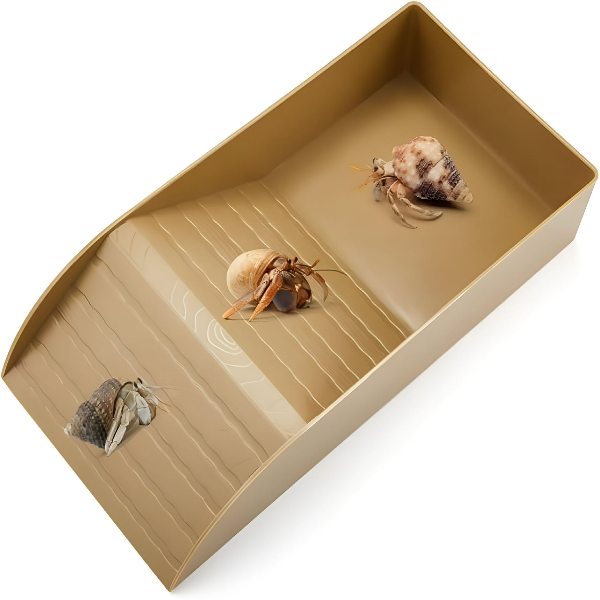 ACDANC 2026 New Hermit Crab Water Tank with Climbing Ramp Reptile Climbing Toy Tortoise Habitat Accessories Turtle Basking Platform Aquarium Pool Supplies for Small and Medium Amphibians (Wood Color)