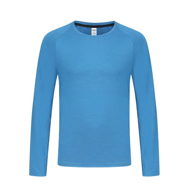 Mens Sports Tops, Men's Solid Color Elastic Sports Raglan-Sleeve Long-Sleeve Round-Neck Top with Reflective Strips, Mens Sports Tops