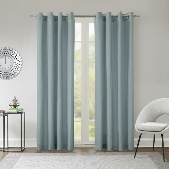 Hannah Crinkle Textured Microfiber Curtain Panel 52" x 63" in Blue