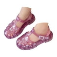 thumbnail image 3 of BOBOGOJP Toddler Girls Jelly Sandals Soft Rubber Sole Closed Toe Summer Shoes Mary Jane Dress Princess Flat Wine for 13.5, 3 of 8