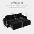 thumbnail image 3 of Marrber 78” Oversized Modern Plush Corduroy L-Shaped Modular 4-Seater Pull-Out Sectional Sleeper Sofa Bed with Hidden Storage for Living Room and Apartment, Black, 3 of 7