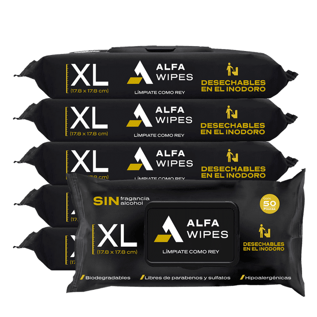 Toallas Húmedas ALFA WIPES Para Adulto Desechables en el Inodoro Extra Grandes 300 Toallas