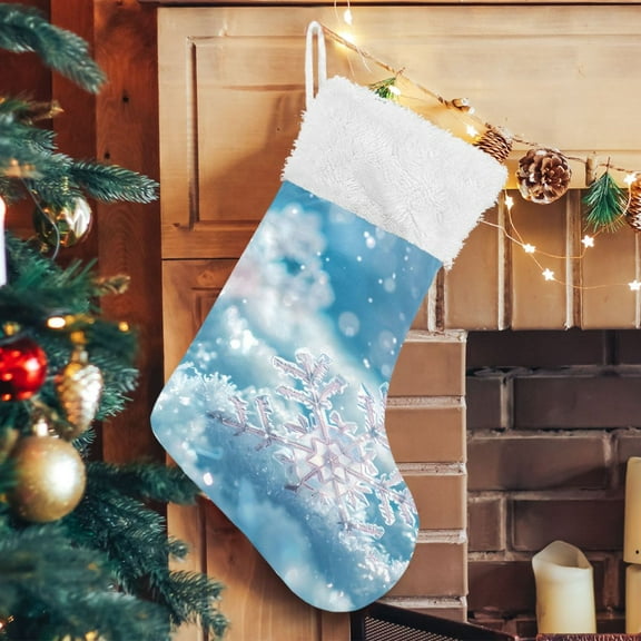 Ryvnso Christmas Stockings Snowflakes Christmas 17.7" Large Stocking Decoration 1 Pack